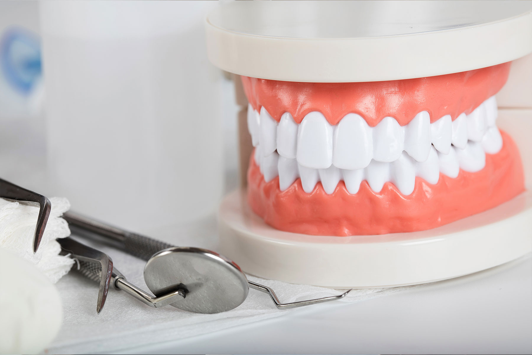 Dentist performing a routine dental examination